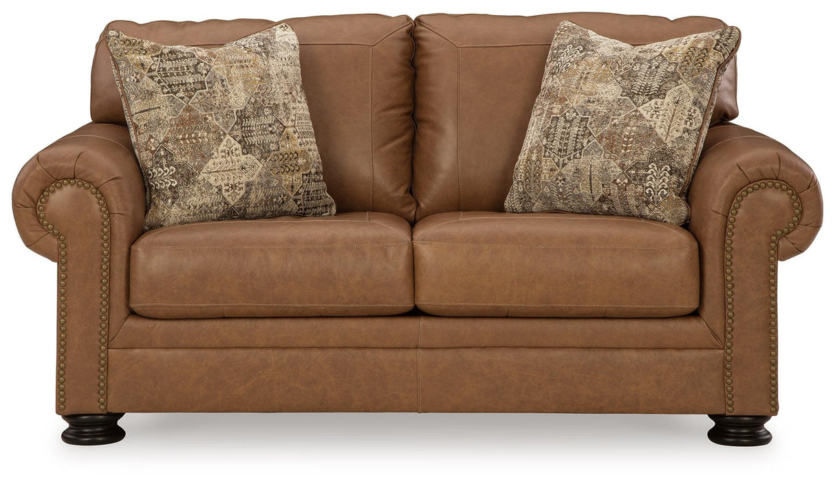 Carianna Caramel Loveseat by Ashley at Eve Furniture