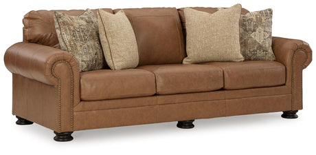 Carianna Caramel Queen Leather Sofa Sleeper by Ashley at Eve Furniture