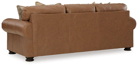 Carianna Caramel Queen Leather Sofa Sleeper by Ashley at Eve Furniture