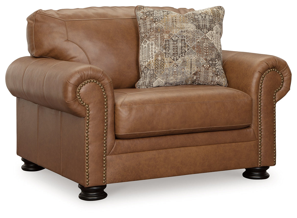 Carianna Chair and Ottoman in Caramel by Ashley at Eve Furniture