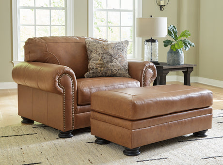 Carianna Chair and Ottoman in Caramel by Ashley at Eve Furniture