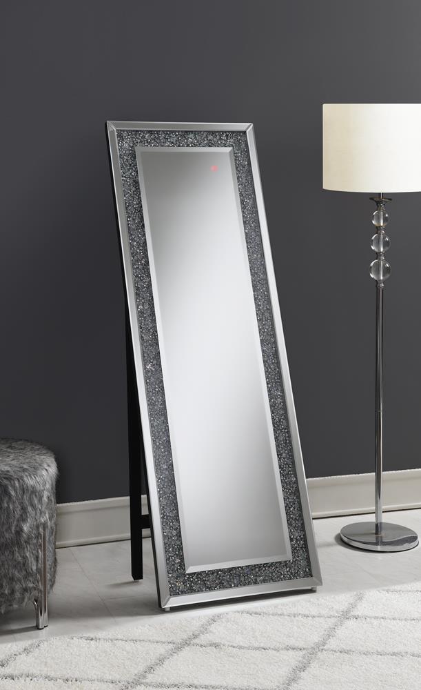 Carisi Silver Rectangular Standing Mirror with LED Lighting