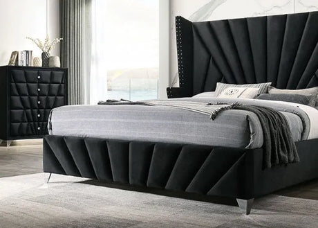 Carissa Black 5-Piece Queen Bedroom Set by Furniture of America at Eve Furniture