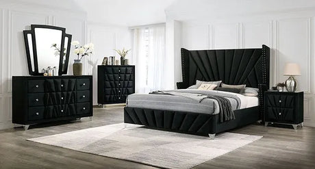 Carissa Black 5-Piece Queen Bedroom Set by Furniture of America at Eve Furniture