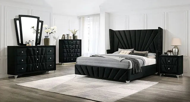 Carissa Black 5-Piece Queen Bedroom Set by Furniture of America at Eve Furniture