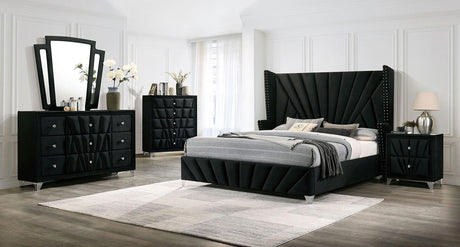 Carissa Black Night Stand by Furniture of America at Eve Furniture