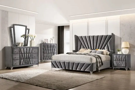 Carissa Gray 4-Piece Queen Bedroom Set by Furniture of America at Eve Furniture