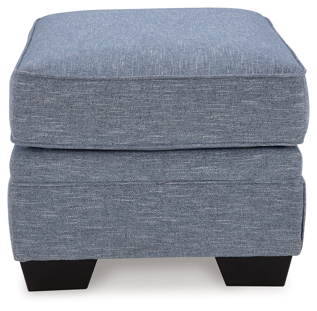 Carissa Manor Denim Ottoman