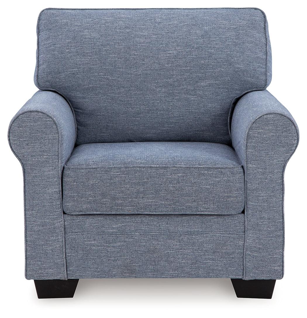 Carissa Manor Denim Performance Fabric Chair by Ashley at Eve Furniture
