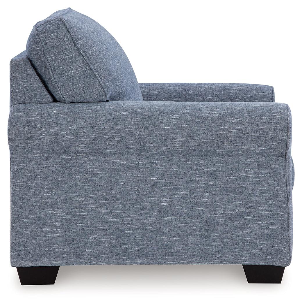 Carissa Manor Denim Performance Fabric Chair by Ashley at Eve Furniture