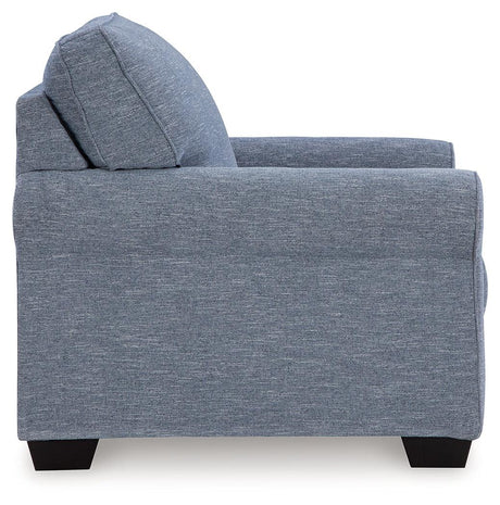 Carissa Manor Denim Performance Fabric Chair by Ashley at Eve Furniture