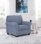 Carissa Manor Denim Performance Fabric Chair by Ashley at Eve Furniture