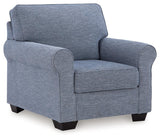 Carissa Manor Denim Performance Fabric Chair by Ashley at Eve Furniture