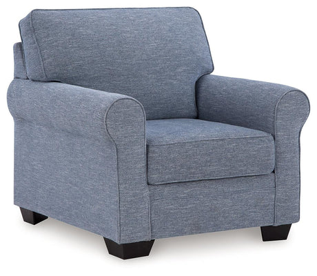 Carissa Manor Denim Performance Fabric Chair by Ashley at Eve Furniture