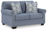 Carissa Manor Denim Performance Fabric Loveseat by Ashley at Eve Furniture