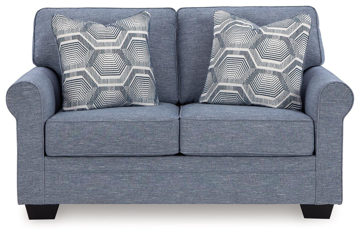 Carissa Manor Denim Performance Fabric Loveseat by Ashley at Eve Furniture