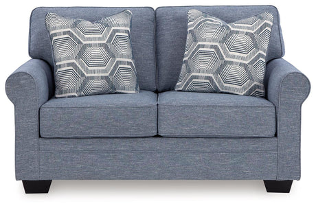 Carissa Manor Denim Performance Fabric Loveseat by Ashley at Eve Furniture