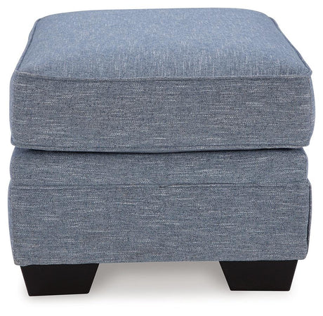 Carissa Manor Denim Performance Fabric Ottoman by Ashley at Eve Furniture