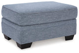 Carissa Manor Denim Performance Fabric Ottoman by Ashley at Eve Furniture