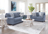 Carissa Manor Denim Performance Fabric Sofa and Loveseat by Ashley at Eve Furniture
