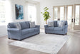 Carissa Manor Denim Performance Fabric Sofa and Loveseat by Ashley at Eve Furniture