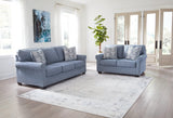 Carissa Manor Denim Performance Fabric Sofa and Loveseat by Ashley at Eve Furniture