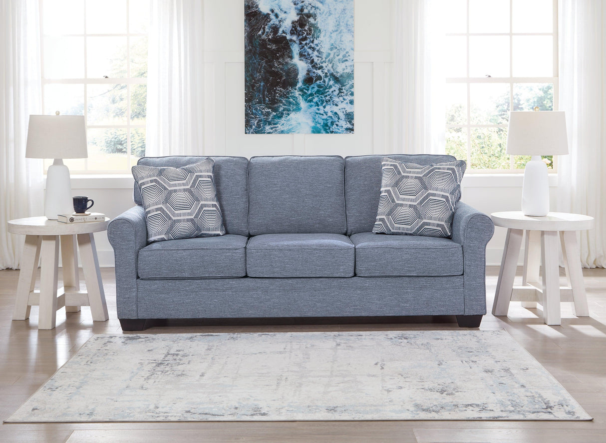 Carissa Manor Denim Performance Fabric Sofa by Ashley at Eve Furniture