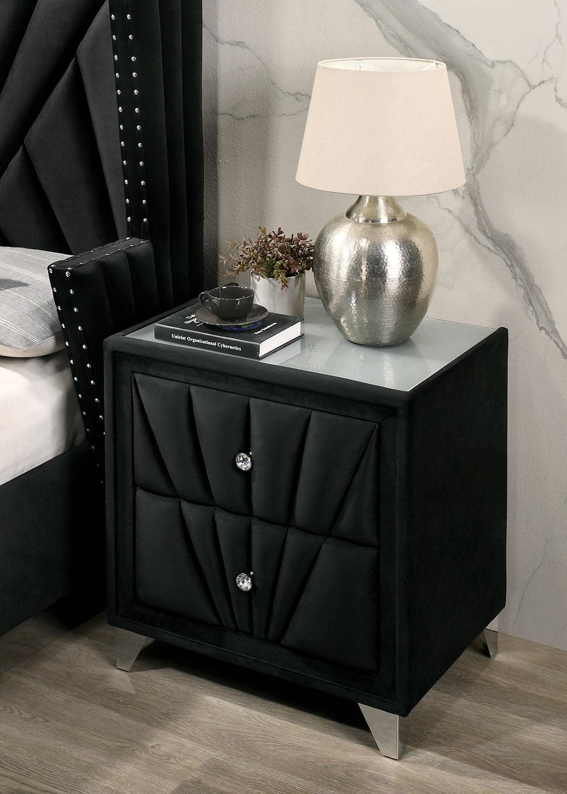 Carissa Black Night Stand by Furniture of America at Eve Furniture