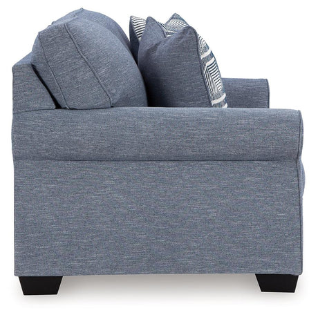 Carissa Manor Denim Performance Fabric Loveseat by Ashley at Eve Furniture