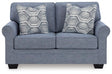 Carissa Manor Denim Performance Fabric Loveseat by Ashley at Eve Furniture