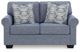 Carissa Manor Denim Performance Fabric Loveseat by Ashley at Eve Furniture