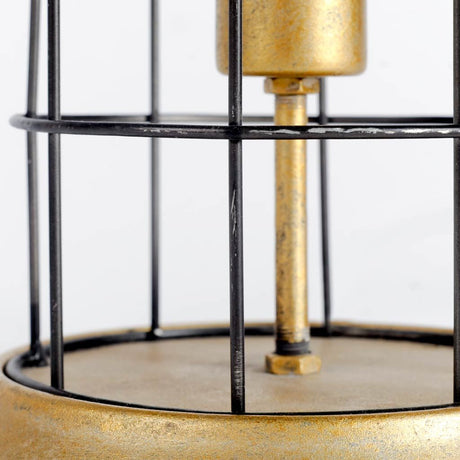 Carkner I Gun-Metal Grey Cylindrical Metal Cage Table Lamp by Mercana at Eve Furniture