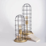 Carkner I Gun-Metal Grey Cylindrical Metal Cage Table Lamp by Mercana at Eve Furniture