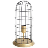 Carkner I Gun-Metal Grey Cylindrical Metal Cage Table Lamp by Mercana at Eve Furniture
