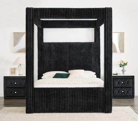 Carla Black Queen Upholstered Canopy Bed by Crown Mark at Eve Furniture
