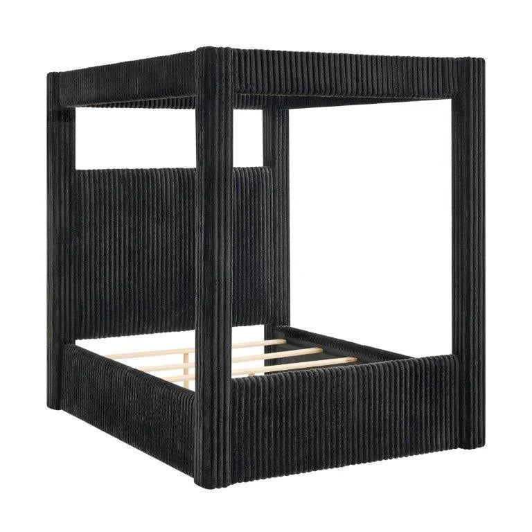 Carla Black Queen Upholstered Canopy Bed by Crown Mark at Eve Furniture