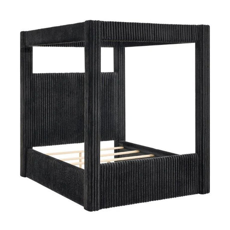 Carla Black Queen Upholstered Canopy Bed by Crown Mark at Eve Furniture