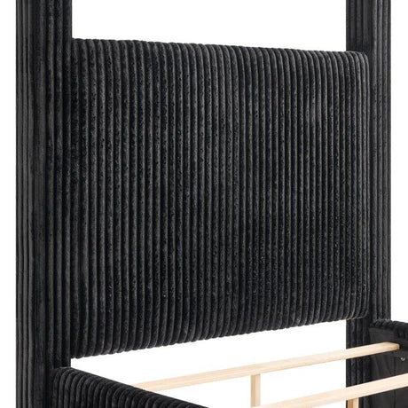 Carla Black Queen Upholstered Canopy Bed by Crown Mark at Eve Furniture