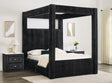 Carla Black Queen Upholstered Canopy Bed by Crown Mark at Eve Furniture