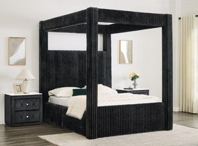 Carla Black Queen Upholstered Canopy Bed by Crown Mark at Eve Furniture
