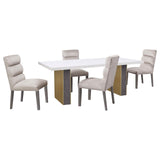 Carla Rectangular Dining Table with Cultured Carrara Marble Top White and Gold