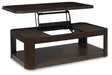 Carlibrie Warm Brown Lift-Top Coffee Table by Ashley at Eve Furniture