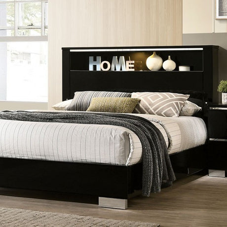 Carlie Black Chrome 5-Piece Queen Bedroom Set by Furniture of America at Eve Furniture