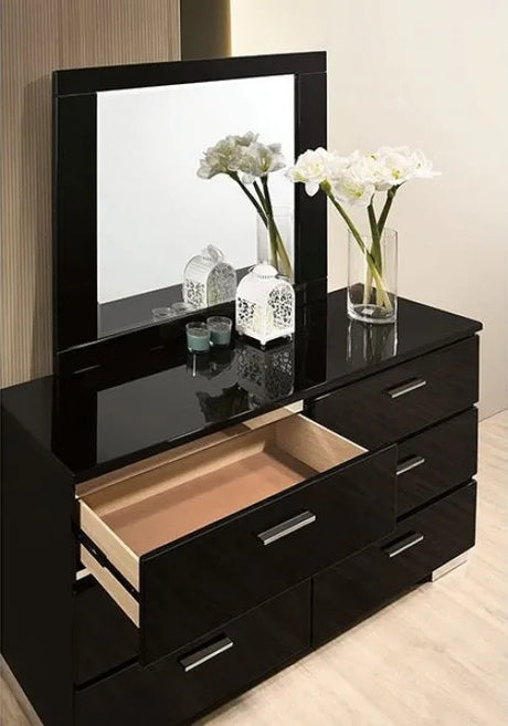 Carlie Black Chrome 4-Piece Queen Bedroom Set by Furniture of America at Eve Furniture
