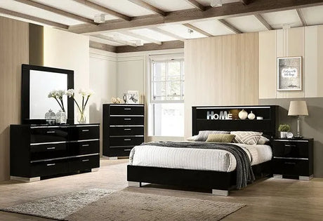 Carlie Black Chrome 4-Piece Queen Bedroom Set by Furniture of America at Eve Furniture