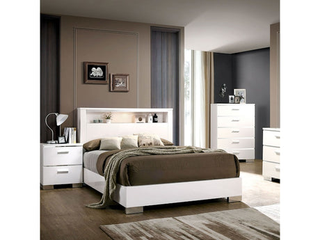 Carlie White Chrome 4-Piece Queen Bedroom Set by Furniture of America at Eve Furniture
