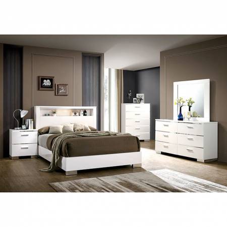 Carlie White Chrome 4-Piece Queen Bedroom Set by Furniture of America at Eve Furniture
