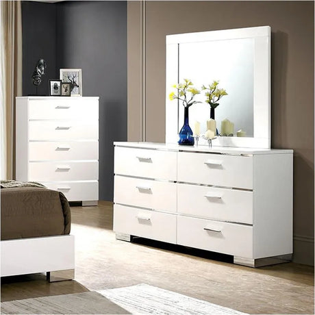 Carlie White Chrome 5-Piece Queen Bedroom Set by Furniture of America at Eve Furniture