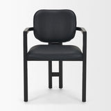 Carlisle Curved Back Black Leather Tripod Frame Dining Armchair by Mercana at Eve Furniture