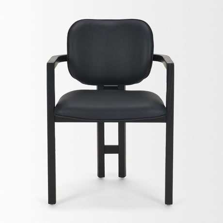 Carlisle Curved Back Black Leather Tripod Frame Dining Armchair by Mercana at Eve Furniture